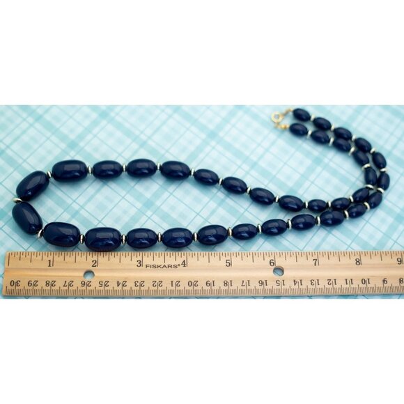 Gothic Dark Blue Beaded Necklace - 25. 5 inch - L13 - Picture 4 of 4